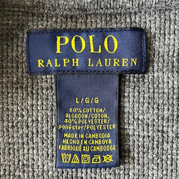 Polo Ralph Lauren Long Sleeve Thermal Shirt Mens Large Gray Waffle Knit - Picture 5 of 6